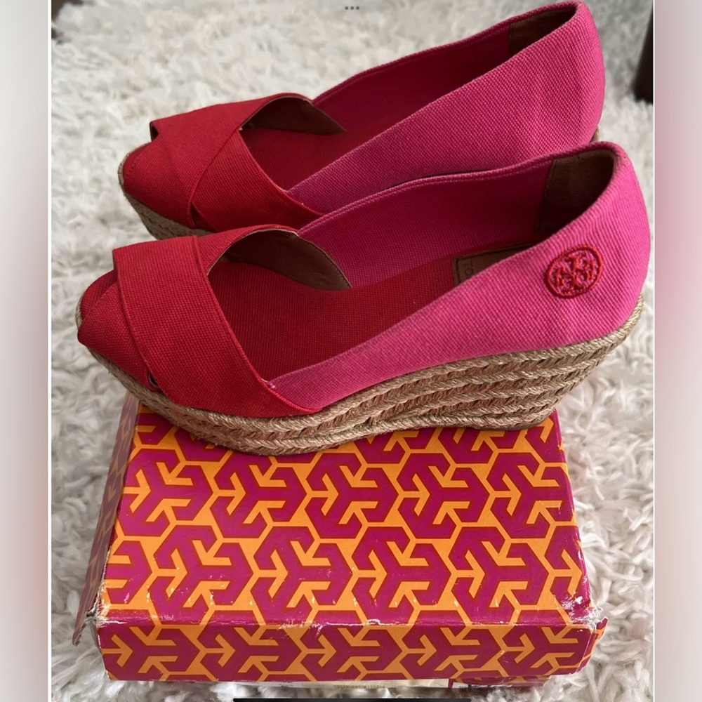 Tory Burch Canvas Wedge Espadrille size 5B - Picture 2 of 5